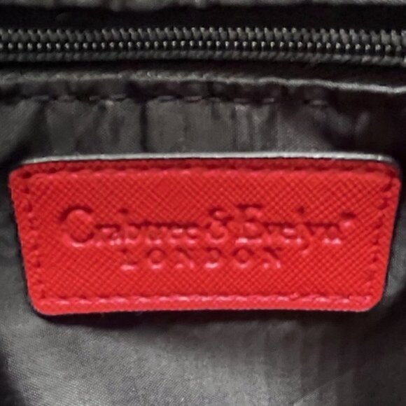 NWT Crabtree & Evelyn Large Red Tote Bag Laser Cut Boho Design Vegan Leather - Picture 9 of 10